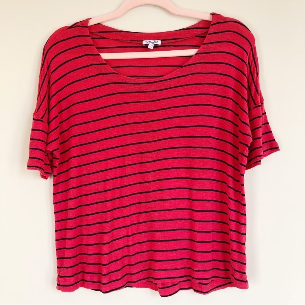 Splendid Red Navy Stripe Short Sleeve Tee Size Small